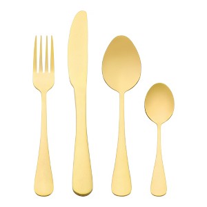 REGALWOVEN Stainless Steel Mirror Polished Flatware Set with Supporting Shelf Silverware Set 24 Pieces - 1 of 4