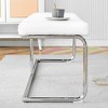 Zeus & Ruta Leather Bench  with Silver Metal Legs - 4 of 4