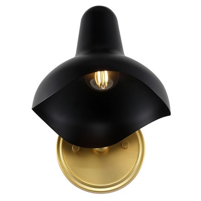 Norrix 10" Black and Brass Gold Wall Sconce Set