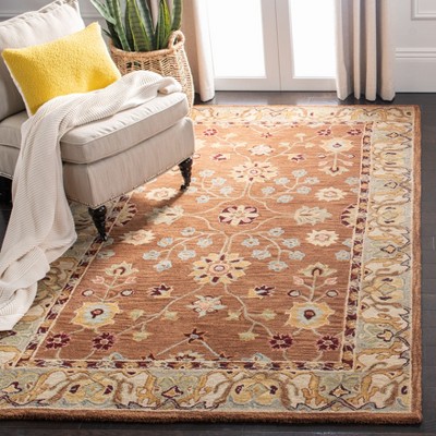Handmade Tufted Orange Wool-Cotton Blend 3' x 5' Area Rug