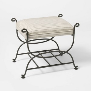 Metal Ottoman Performance Stripe Fabric - Threshold™ designed with Studio McGee - 1 of 4