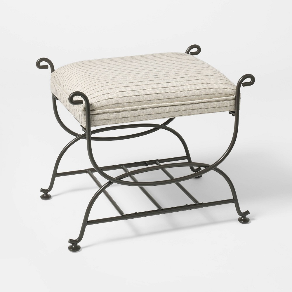 Metal Ottoman Performance Stripe Fabric - Threshold™ designed with Studio McGee; Fully Assembled