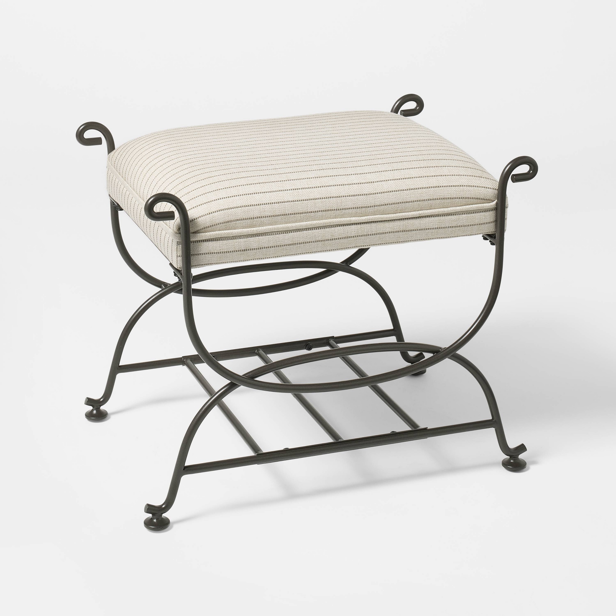 Metal Ottoman Performance Stripe Fabric - Threshold™ designed with Studio McGee; Fully Assembled