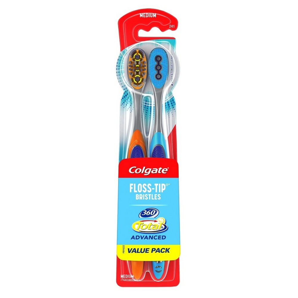 Colgate 360 Total Advanced Floss-Tip Bristles Toothbrush - Medium - 2ct