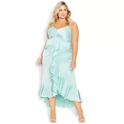 CITY CHIC | Women's Plus Size Bella Ruffle Maxi Dress - waterlily - 20W