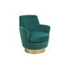 Velvet Swivel Barrel Chair, Comfy Round Accent Armchair with 360° Swivel & Gold Iron Base for Living Room & Bedroom - 3 of 4