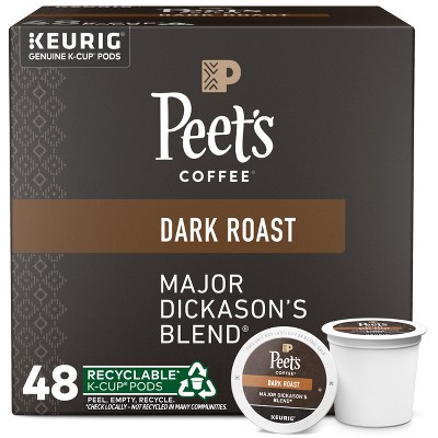 Peet's Major Dickason Dark Roast Coffee - Keurig K-Cup Pods- 48ct