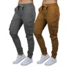 Galaxy By Harvic Women's  Loose Fit Cotton Stretch Twill Cargo Joggers- 2 Pack - 3 of 4