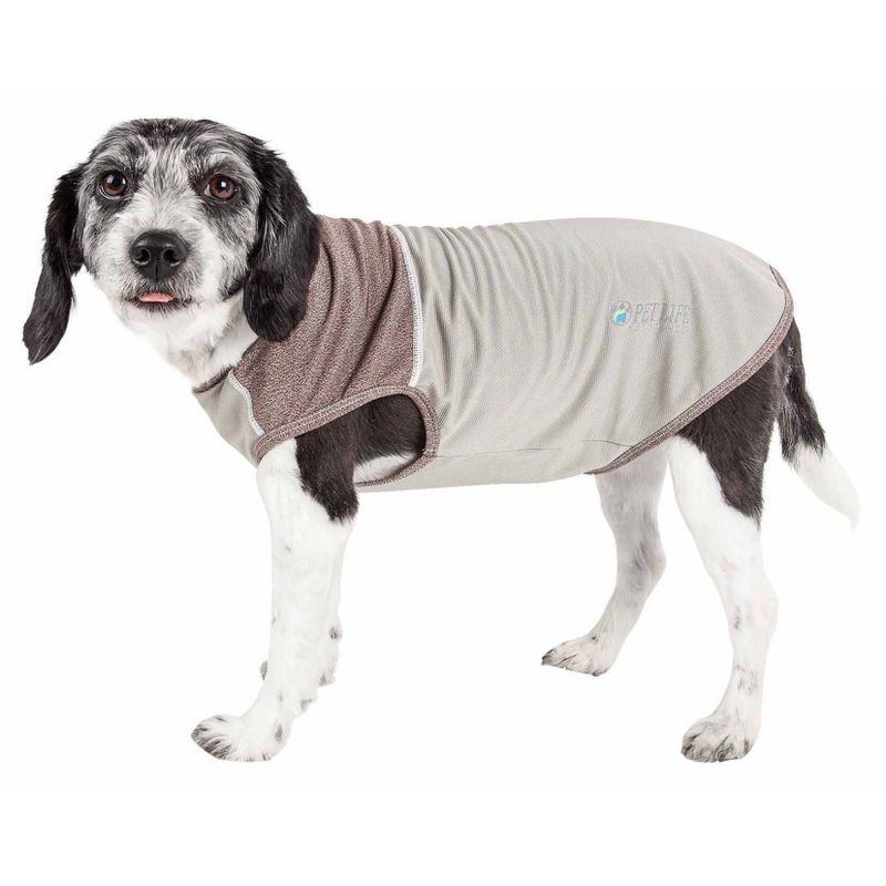 Pet Life Active Aero-Pawlse Heathered Quick-Dry and 4-Way Stretch Dog and Cat Tank Top T-Shirt - Gray, 1 of 10