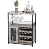3-Tier Wine Bar Cabinet with Detachable Rack, Storage Buffet with Glass Holder & Mesh Door, for Kitchen Living Room Bar - 2 of 4