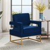Velvet Accent Chair, Sofa Chair With Open Armrests, Metal Base, High Density Foam Modern Upholstered Sofa Chair For Living Room, Office, Waiting Room - 2 of 4