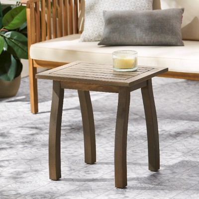 Slatted Outdoor Accent Table, Coastal Style Patio End Table for Outside Use, Outdoor Side Table -Christopher Knight Home