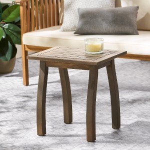 Slatted Outdoor Accent Table, Coastal Style Patio End Table for Outside Use, Outdoor Side Table -Christopher Knight Home - 1 of 4