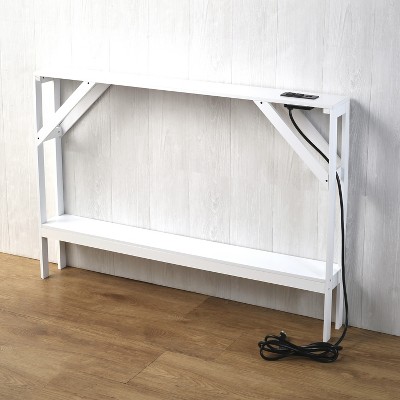 White Slim Console Table with Power Outlets and USB Ports