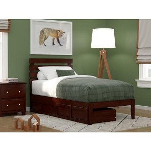 AFI Furnishings Oxford Twin Bed with USB Turbo Charger and 2 Drawers in Walnut - 1 of 4