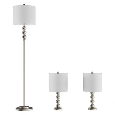 Set Of 3 Modern Stacked Table, Stacked Ball Floor Lamp White