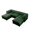 Elegant White Chenille  Sofa with Storage Seat and Ottoman, U-Shaped 3-Seater Cylindrical Backrest and Armrests - 4 of 4