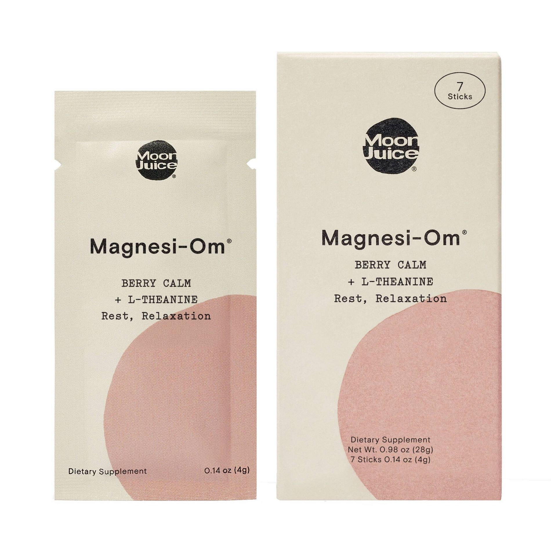 Moon Juice Magnesi-Om Magnesium Powder Supplement for Rest, Relaxation & Regularity - Berry - 0.98oz/7ct