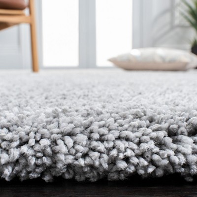 Luxurious Silver Shag 3'x5' Hand-Tufted Rectangular Rug