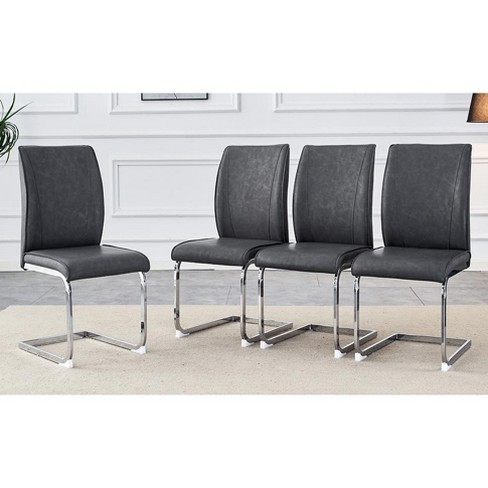 DOMETOUR Set of 4 High Resilience PU Dining Chair with Arched Metal Leg - image 1 of 4