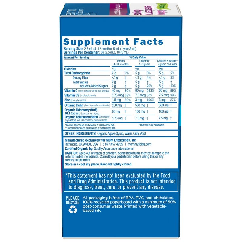 Mommy&#39;s Bliss Organic Baby Elderberry Drops + Immunity Support - 3 fl oz (36 servings), 6 of 10