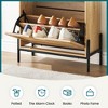 Shoe Storage Cabinet with 2 Flip Doors and Drawers, Natural Rattan Shoe Organizer with Metal Legs and Adjustable Shelf, Freestanding for Entryway - 2 of 4