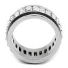 Slickblue Women's Stainless Steel Ring with Clear Crystal, Polished Finish, Size 5-10 - 3 of 4