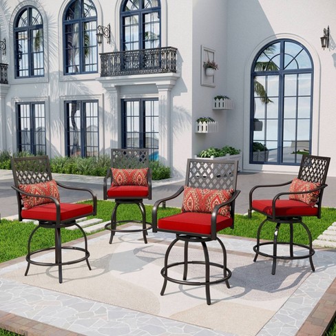 4pc Patio Swivel Bar Stools Captiva Designs Outdoor Counter Chairs With Cushions Steel Frame Target