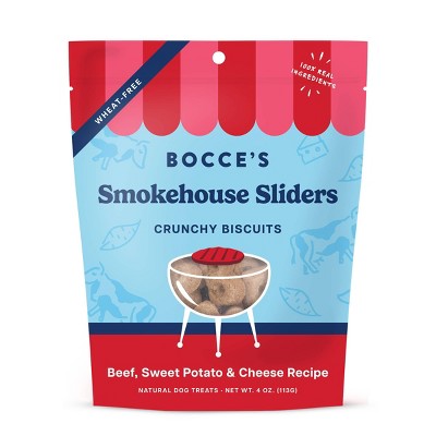 Bocce's Bakery Beef, Sweet Potato and Cheese Flavor Smokehouse Sliders Dog Treats - 4oz