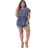 Agnes Orinda Women's Plus Size Boho Floral Printed Round Neck Butterfly Sleeve Babydoll Blouses - 3 of 4