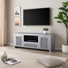 Royal Hampton 59 Inch Wood TV Entertainment Media Console, Faux Diamond Inlay, Silver - 2 of 4