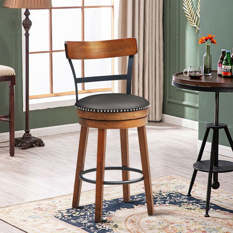 Costway 25.5'' BarStool Swivel Counter Height kitchen Dining Bar Chair w/Rubber Wood Legs, 2 of 10