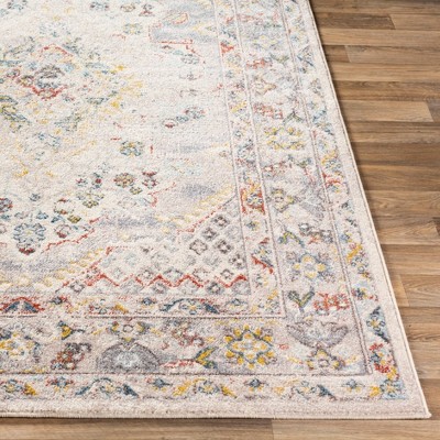 Elegant Gray Kashan 7'10" x 10'3" Synthetic Rectangular Rug