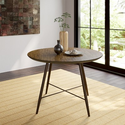 Forest Hill Round Reclaimed Wood Dining Table with Metal Legs