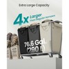 3-Section Laundry Basket with Wheels, Removable Bags, Steel Frame, 76.6 Gallons (290 L), White, Gray, and Black - 3 of 4