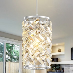 POWLIG 1 - Light Modern Luxury Round Chrome Crystal Pendant Light - 1 of 4