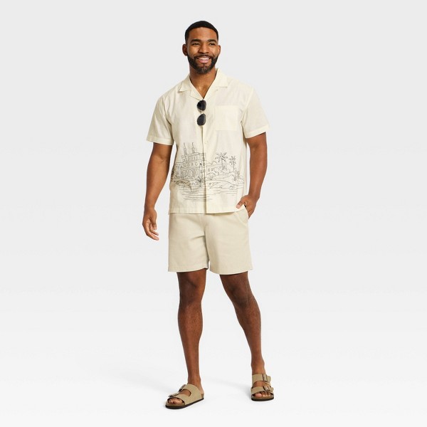 Camisa de Vestir Manga Corta con Bordado Vacay para Hombre - Goodfellow & Co™ Blanca 3