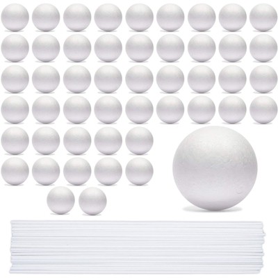 Bright Creations 24 Foam Balls and 24 Dowels Set for Arts and Crafts Supplies (White)