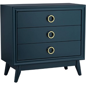 Crestview Collection Oslo 32"W Blue 3-Drawer Accent Chest - 1 of 4