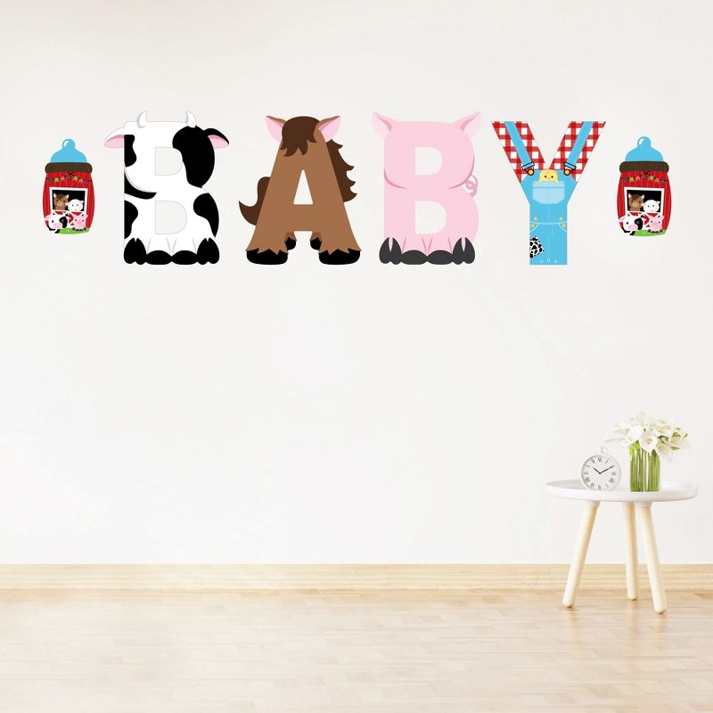 Big Dot of Happiness Farm Animals - Peel and Stick Barnyard Baby Shower Standard Banner Wall Decals - Baby, 1 of 9