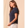 INSPIRE CHIC Women's Ruffle Neck Smocked Sleeves Polka Dots Blouse Top - 4 of 4
