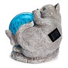 Roman 6" LED Cat Blue Solar Light Resin Outdoor Garden Statues Blue - 3 of 4