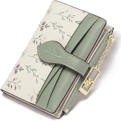 FATMOON Women’s RFID Blocking Bifold Wallet Floral Vegan Leather Card Holder with Zipper Pocket & ID Window for Everyday Use, Travel & Gift