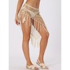 Allegra K Women's Hollow Out Beach Cover Up Fish Net Wrap Mesh Sheer Mini Tassel Skirts - 3 of 4