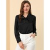INSPIRE CHIC Women's Tie Neck Satin Long Sleeve Solid Color Blouse - 4 of 4
