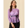 INSPIRE CHIC Women's Semi-Sheer Elegant Tie Waist Long Sleeve Floral Lace Peplum Blouses - 2 of 4