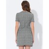 INSPIRE CHIC Women's Work Short Sleeve Vintage Houndstooth Pencil Sheath Dress - 3 of 4
