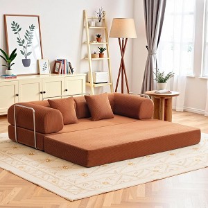 KERDOM Comfy Convertible Folding Mattress Couch, Loveseat Sleeper Fold-Out Sofa Bed with Armres for Living Room Bedroom Lounge Studio - 1 of 1