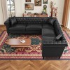 GDFStudio Ellerslie 99.4"W L-Shaped Reversible Modern Chesterfield Sofa with Rolled Arms and Nailhead - 2 of 4