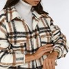 Women's Long Sleeve Checkered Tweed Coat with Button Down Collar Casual Open Front Outerwear with Pockets - 2 of 4
